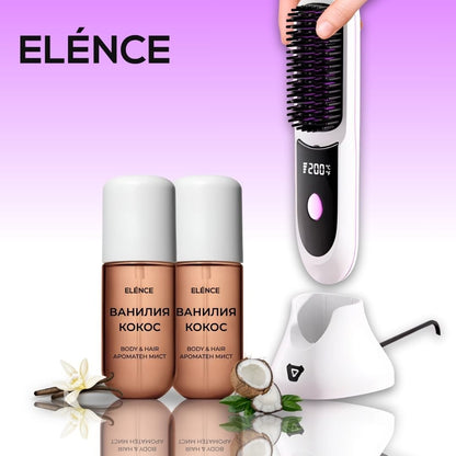 Elénce Glam Duo - Четка за изправяне на коса + 2 парфюма за коса - Elénce