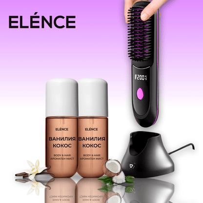 Elénce Glam Duo - Четка за изправяне на коса + 2 парфюма за коса - Elénce