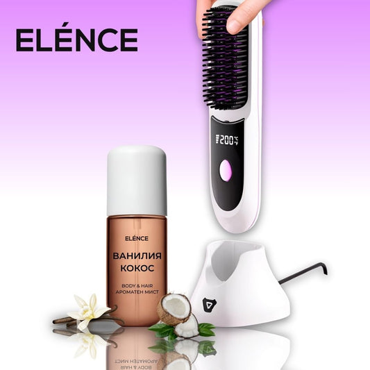 Elénce Signature Set - Четка за изправяне на коса + парфюм за коса - Elénce