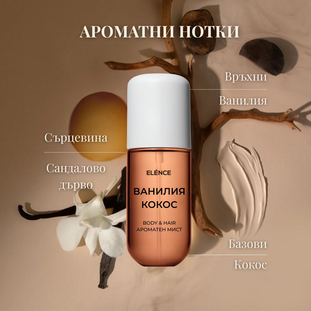 Парфюм за коса Elénce Ванилия & Кокос (50мл.) - Elénce